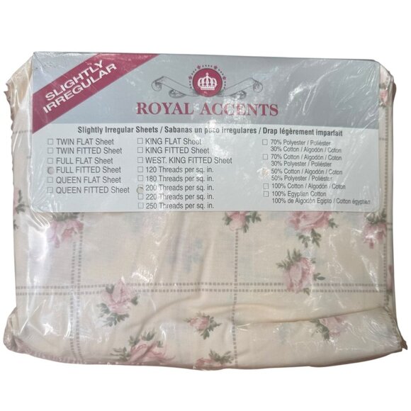 Royal Accents Irreg Floral Full Sheet Set 200 TC 50% Cot/Poly Jessica McClintock - Picture 2 of 7